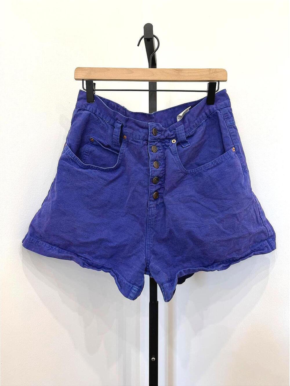 L.e.i Size Large 90s Purple Blue High-Waisted Blue Button-Front Shorts